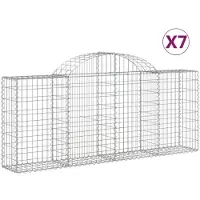vidaXL Gabioner bågformade 7 st 200x30x80/100 cm galvaniserat järn
