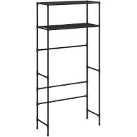 vidaXL Hylla för tvättmaskin med 2 hyllplan svart 69x28x143 cm järn