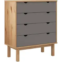 vidaXL Byrå OTTA brun&grå 76,5x39,5x90cm massiv furu