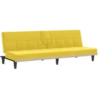 vidaXL Sängsoffa med kopphållare ljusgul tyg 351867