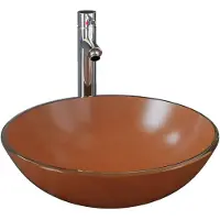 vidaXL Handfat med kran och tryckavlopp brunt härdat glas