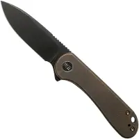 We Knife Elementum fällkniv, black stonewash, bronze