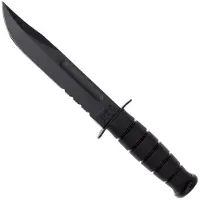 Ka-Bar USMC 1214 partly serrated, Kraton, kydex sheath