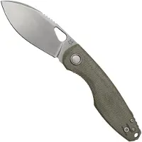 Fox knives Chilin FX-530-MOD Stonewashed M398, OD Green Micarta pocket knife, Jesper Voxnaes design