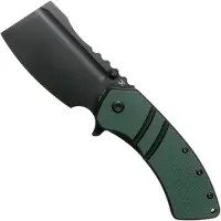 Kansept Knives XL Korvid T1030A1 Black, OD Green Black G10 pocket knife, Justin Koch design
