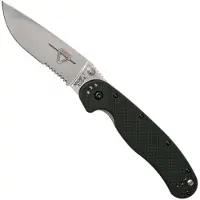 Ontario RAT-1 fällkniv, svart/satin, tandad