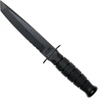 Ka-Bar Short Tanto 1255 partially serrated, leather sheath