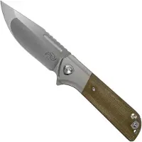 Liong Mah Designs Liong Mah Lanny V2, Green Canvas Micarta, Satin M390 pocket knife