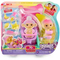 Fingerlings 2023 Interaktiv Babyapa Lekset - Jas med 2-i-1 Vagga och Hög Stol, och 6 Tillbehör (Åldrar 5+)
