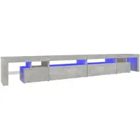 vidaXL Tv-bänk med LED-belysning betonggrå 290x36,5x40 cm