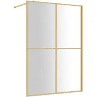 vidaXL Duschvägg med klart ESG-glas guld 140x195 cm