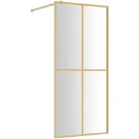 vidaXL Duschvägg med klart ESG-glas guld 100x195 cm