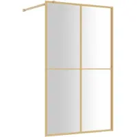 vidaXL Duschvägg med klart ESG-glas guld 118x195 cm