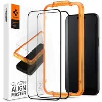 Spigen Alm Glass FC Skärmskydd till iPhone 15 Plus 2-pack - Svart Ram