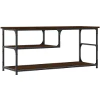 vidaXL Tv-bänk brun ek 103x38x46,5 cm konstruerat trä och stål