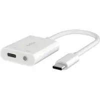 Belkin RockStar - USB-C till hörlursuttag/laddningsadapter - USB-C hane till USB-C, minijack hona - USB Power Delivery (60W)