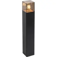 QAZQA Stående utomhuslampa svart 50 cm IP44 med rökglas - Danmark