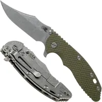 Rick Hinderer Knives Rick Hinderer XM-18 3.5 Bowie 20CV Stonewash, OD Green G10 pocket knife