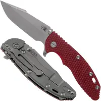 Rick Hinderer Knives Rick Hinderer XM-18 3.5" Skinny Harpoon Spanto Working Finish, Red G10 pocket knife