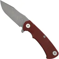 Rick Hinderer Knives Rick Hinderer Project X, MagnaCut Clip point, Working Finish, Red G10 pocket knife