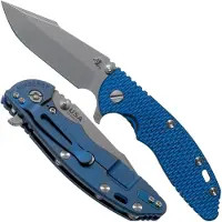 Rick Hinderer Knives Rick Hinderer XM-18 3.5" Skinny Harpoon Spanto Battle Blue, Blue-Black G10 pocket knife