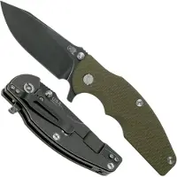 Rick Hinderer Knives Rick Hinderer Jurassic Slicer Battle Black, OD Green G10 CPM 20CV pocket knife
