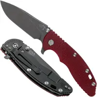 Rick Hinderer Knives Rick Hinderer XM18 3,5” Slicer CPM 20CV Battle Black DLC, Red G10, pocket knife