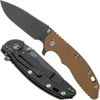 Rick Hinderer Knives Rick Hinderer XM18 3,5” Slicer CPM 20CV Battle Black DLC, Coyote Brown G10, pocket knife