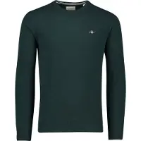 Gant för män. 87211 Rundhalsad tröja i mycket fin grön fårull (3XL), Casual, Marino