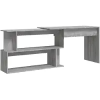 vidaXL Hörnskrivbord grå sonoma 200x50x76 cm konstruerat trä