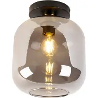 QAZQA Smart taklampa svart med guld och rökglas inkl Wi-Fi A60 - Zuzanna