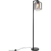 QAZQA Smart golvlampa svart med rökglas inkl. WiFi ST64 - Qara Down
