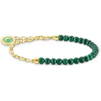 Thomas Sabo Charm Club Charmista green beads yellow-gold plated armband 17 cm A2130-140-6-L17v