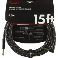 Fender Deluxe 4.5 m Rak / Vinklad Instrumentkabel Svart Tweed