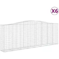 vidaXL Gabioner bågformade 6 st 400x50x140/160 cm galvaniserat järn