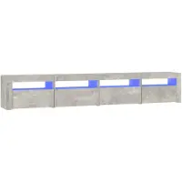 vidaXL Tv-bänk med LED-belysning betonggrå 240x35x40 cm