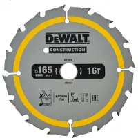 DeWalt Sågklinga för trä DT1948-QZ; 165x20 mm; 16T