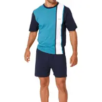 H.I.S. Pyjamas kort marinblå / turkos / vit