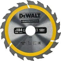 DeWalt Sågklinga för trä DT1941-QZ; 184x30 mm; 18T