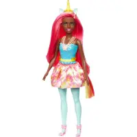 Barbie Dreamtopia Enhörning Docka med Rosa & Gul Hår & Avtagbar Kjol & Tillbehör inkl. EnhörningsHuvudband