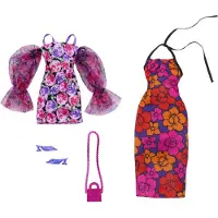 Barbie Klädsats, Mode & Tillbehör 2-Pack Dockor, 2 Klädda Blommiga Outfits