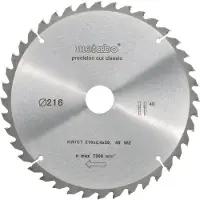 Metabo Classic Precision Cut Wood - Cirkelsågblad - 216 mm - 40 tänder