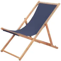 vidaXL Hopfällbar strandstol tyg och träram blå