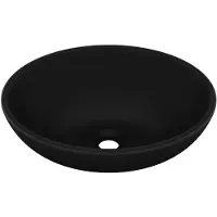 vidaXL Lyxigt ovalt handfat matt svart 40x33 cm keramik