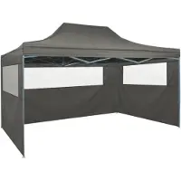 vidaXL Hopfällbart tält med 3 väggar 431x291x315 cm antracit