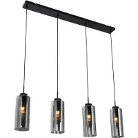QAZQA Smart pendellampa svart med rökglas 4-ljus inkl. 4 Wifi ST64 - Laura