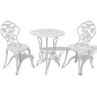 vidaXL Balkong Bistro Set 3st Gjuten aluminium Vit Balkong Trädgårdsmöbler 42165