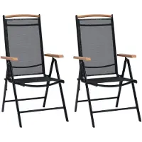 vidaXL Hopfällbara trädgårdsstolar 2 st aluminium och textilene svart