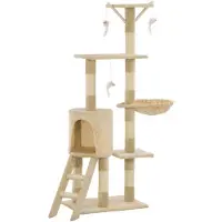 vidaXL Katt Klösträd med klöspelare i sisal 138 cm beige