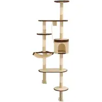 vidaXL Katträd väggmonterat med klöspelare i sisal 194 cm beige & brun